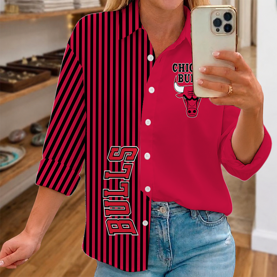 [HOT DEAL] NEW CUSTOMIZED NBA19 CBU CHICAGO BULLS WOMEN CASUAL SHIRT FOR FAN