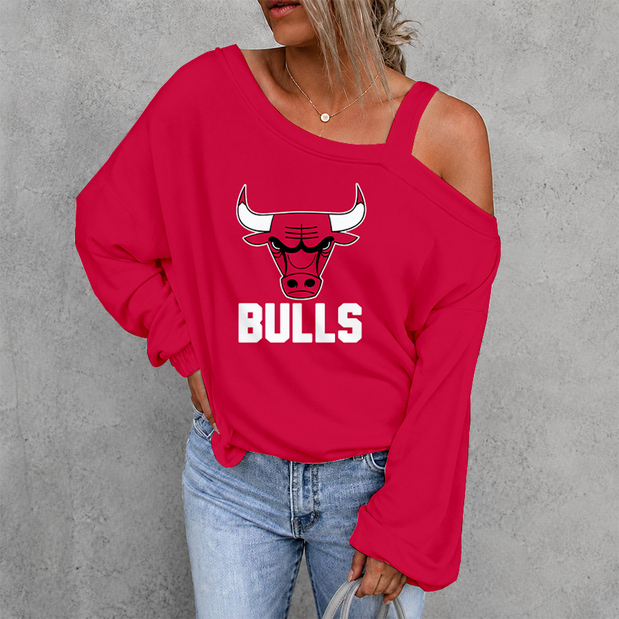 [HOT DEAL] NEW CUSTOMIZED NBA19 CBU CHICAGO BULLS DROP SHOULDER SWEATSHIRT