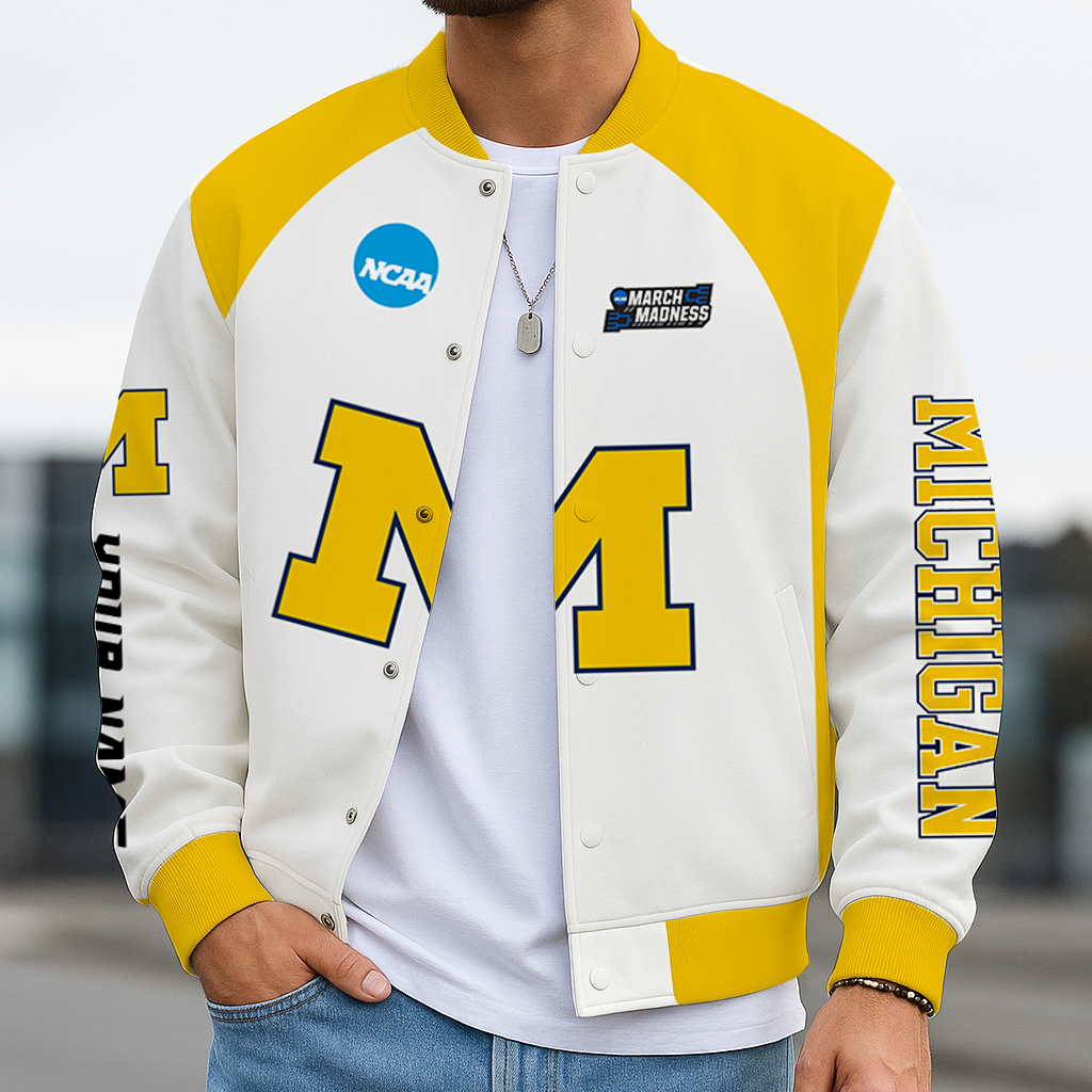 LIMITED DROP - NEW CUSTOMIZED | NCAA MAM02 MIW MI WOLVERINES BASEBALL JACKET, SATIN VARSITY JACKET