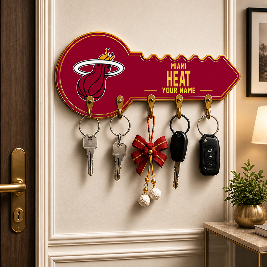 [HOT DEAL] NEW CUSTOMIZED NBA20 MHE MIAMI HEAT WALL KEY HOLDER FOR HOME