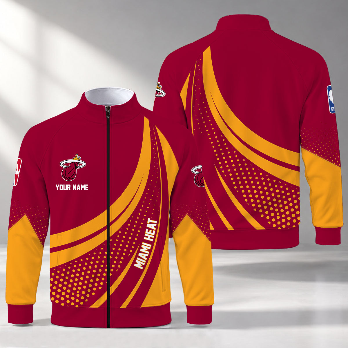 [HOT DEAL] NEW CUSTOMIZED NBA20 MHE MIAMI HEAT STAND COLLAR JACKET