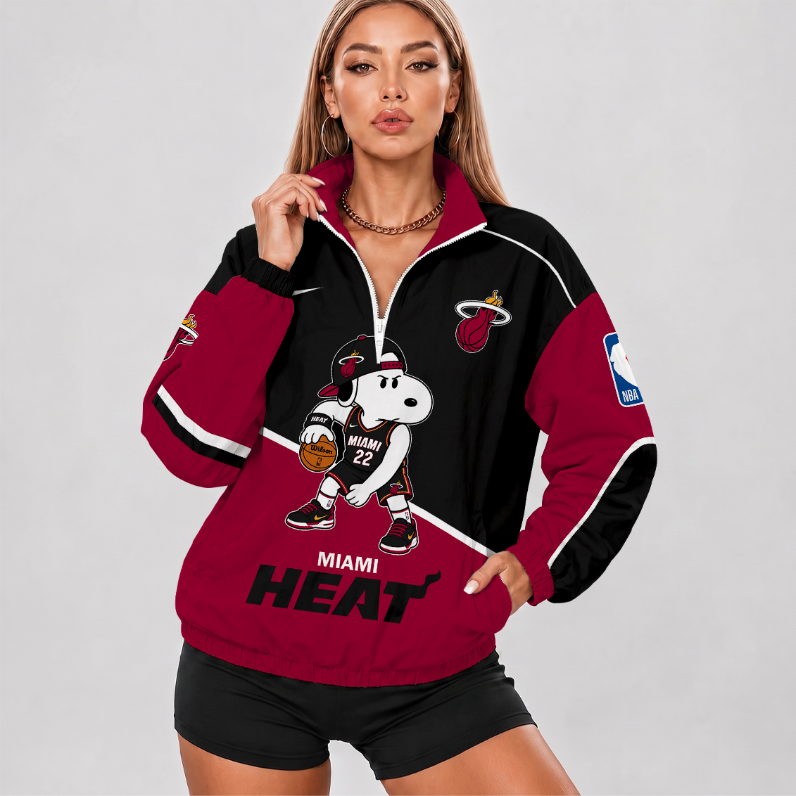 [HOT DEAL] NEW CUSTOMIZED NBA20 MHE MIAMI HEAT V-NECK ZIPPER SWEATSHIRT JACKET