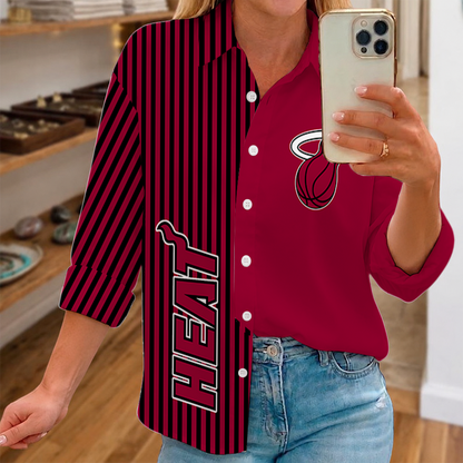 [HOT DEAL] NEW CUSTOMIZED NBA20 MHE MIAMI HEAT WOMEN CASUAL SHIRT FOR FAN