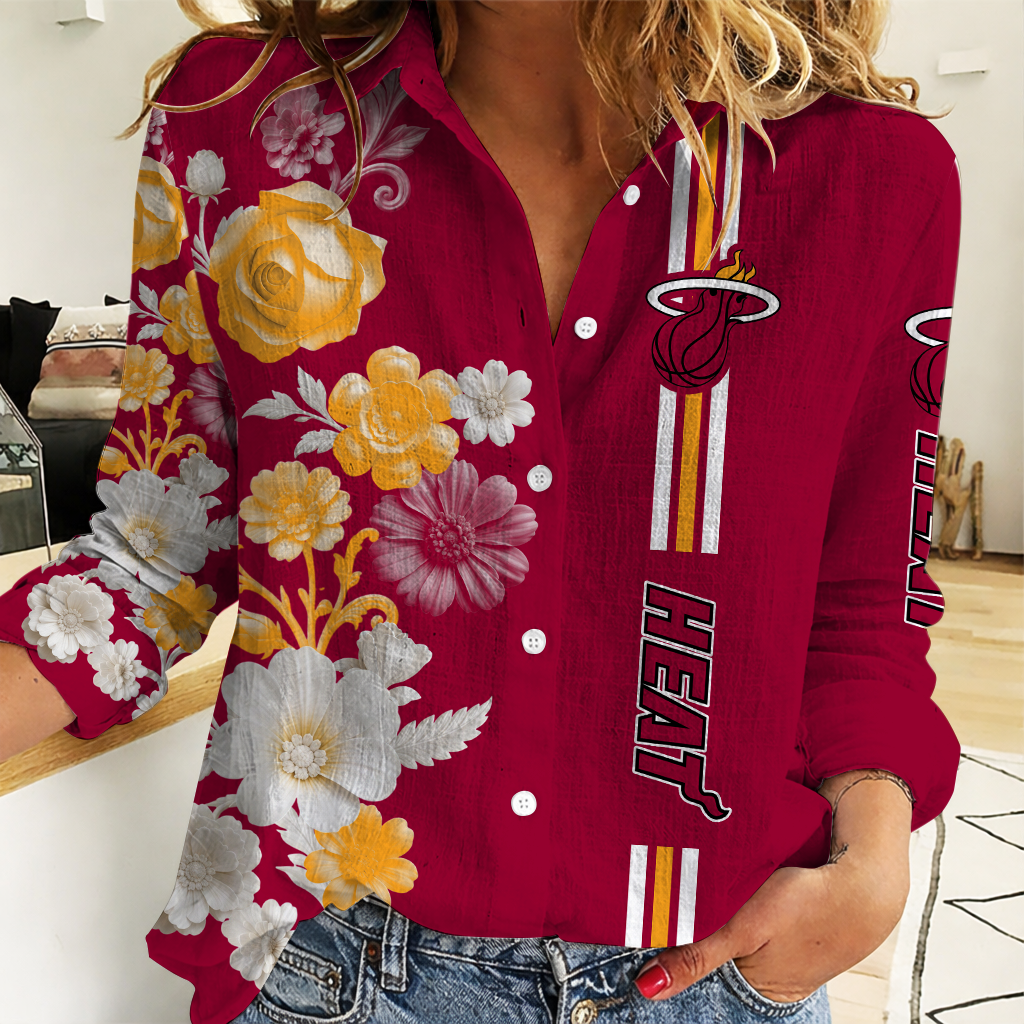 [HOT DEAL] NEW CUSTOMIZED NBA20 MHE MIAMI HEAT BASKETBALL ASSOCIATION WOMEN CASUAL SHIRT FOR FAN