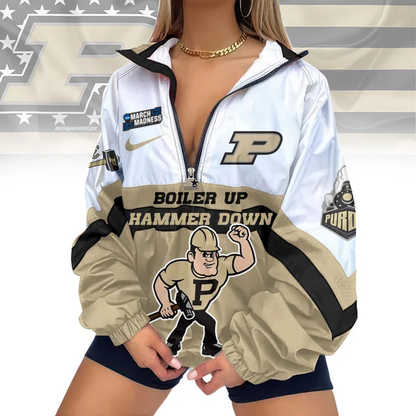 LIMITED EDITION - NEW CUSTOMIZED MAM NCAA20 PUB PU BOILERMAKERS V-NECK ZIPPER SWEATSHIRT JACKET