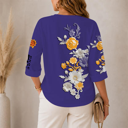 [HOT DEAL] NEW CUSTOMIZED NBA21 PSU PHOENIX SUNS WOMEN'S V-NECK LONG SLEEVE SHIRT
