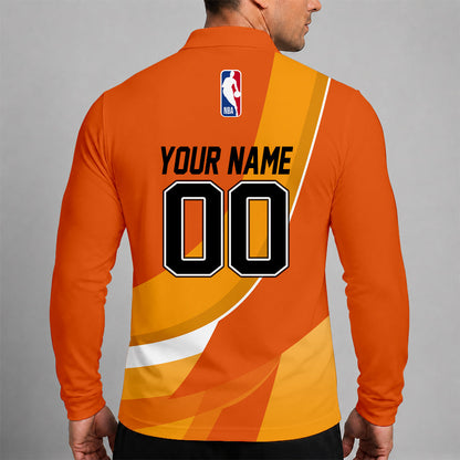 [HOT DEAL] NEW CUSTOMIZED NBA21 PSU PHOENIX SUNS MEN LONG SLEEVE POLO