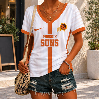 [HOT DEAL] NEW CUSTOMIZED NBA21 PSU PHOENIX SUNS V-NECK FEMALE SHIRT