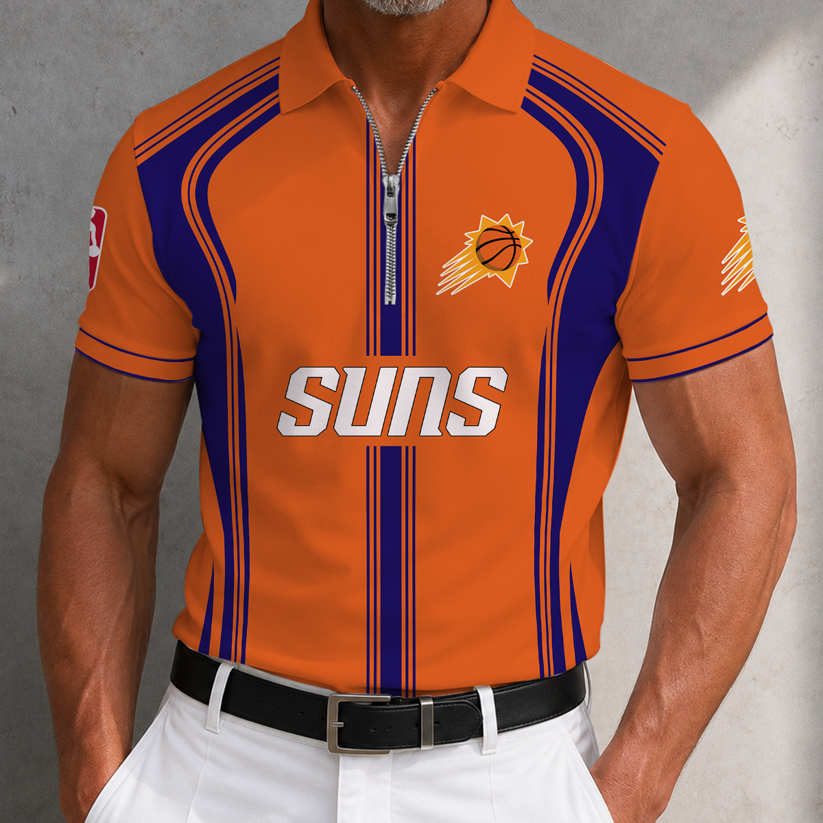 [HOT DEAL] NEW CUSTOMIZED NBA21 PSU PHOENIX SUNS ZIP POLO SHIRT