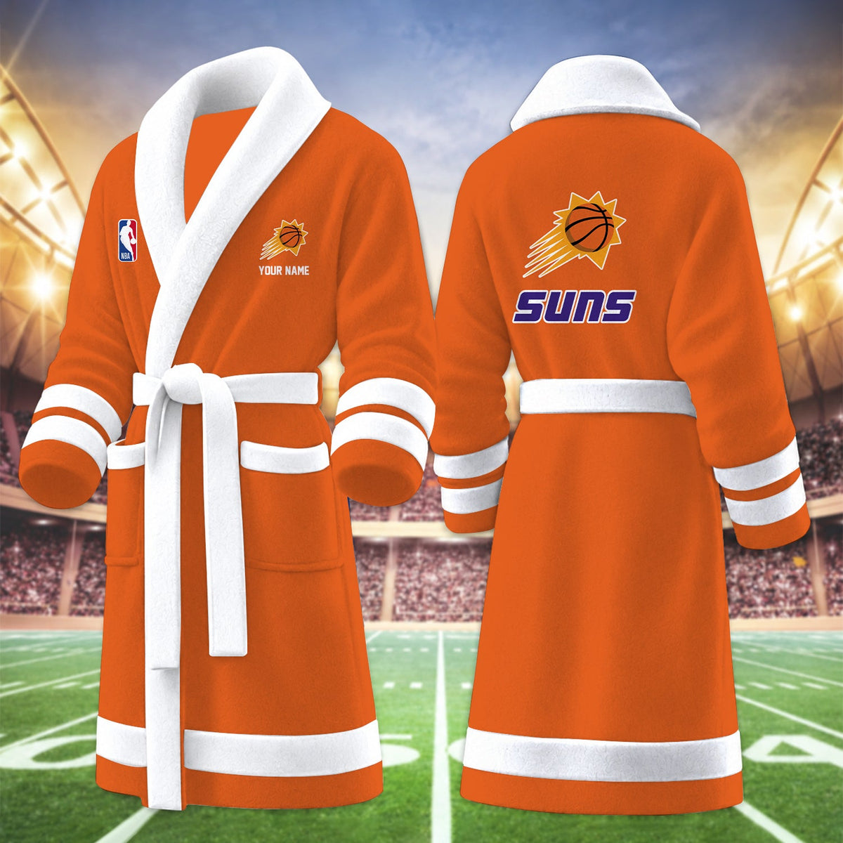 [HOT DEAL] NEW CUSTOMIZED NBA21 PSU PHOENIX SUNS MULTICOLOR FLEECE BATHROBE