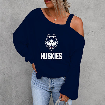 [FAN FAVORITE] NEW CUSTOMIZED NCAA MAM21 UCH UCONN HUSKIES DROP SHOULDER SWEATSHIRT