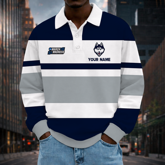 MEGA SALE - NEW CUSTOMIZED MAM NCAA21 UCH UC HUSKIES UNISEX LONG SLEEVE POLO