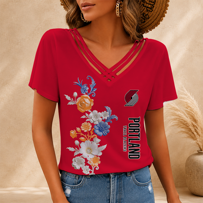 [HOT DEAL] NEW CUSTOMIZED NBA22 PTB PORTLAND TRAIL BLAZERS V-NECK SHIRT