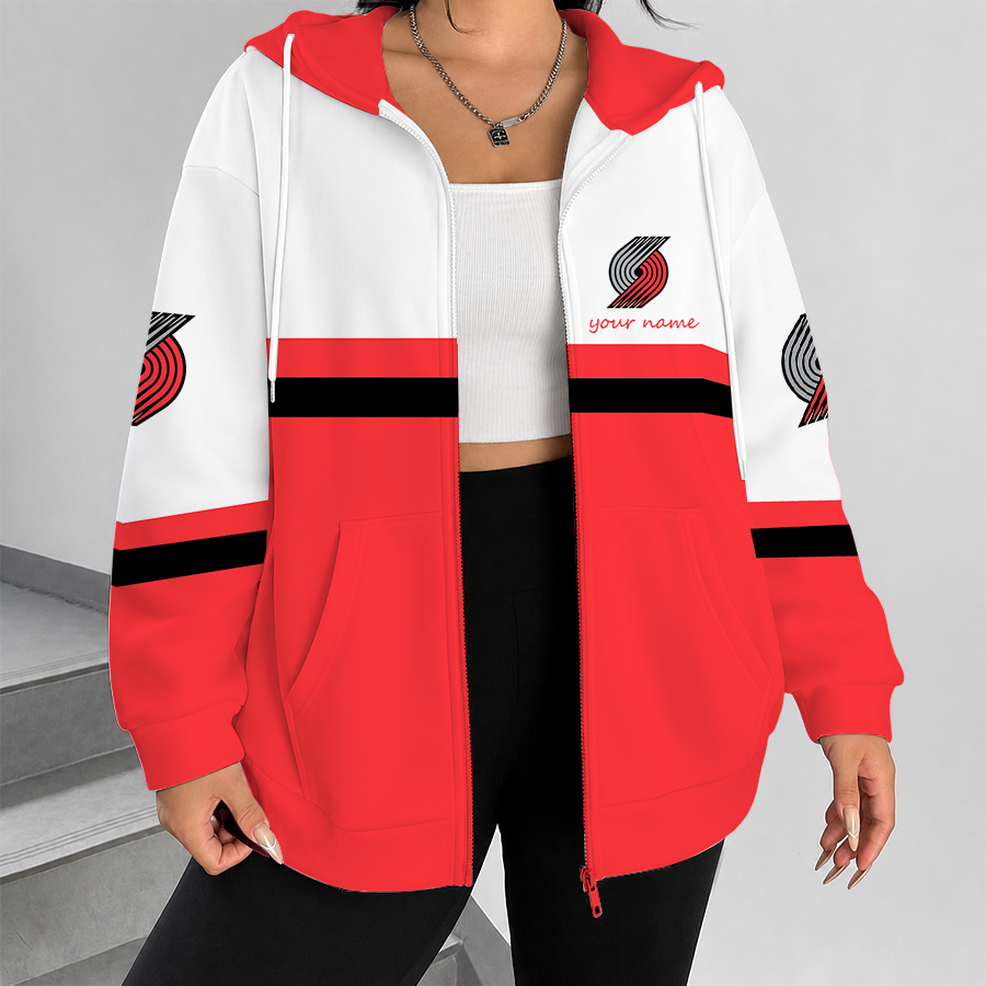 [HOT DEAL] NEW CUSTOMIZED NBA22 PTB PORTLAND TRAIL BLAZERS ZIP HOODIE