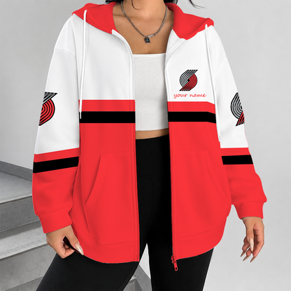[HOT DEAL] NEW CUSTOMIZED NBA22 PTB PORTLAND TRAIL BLAZERS ZIP HOODIE