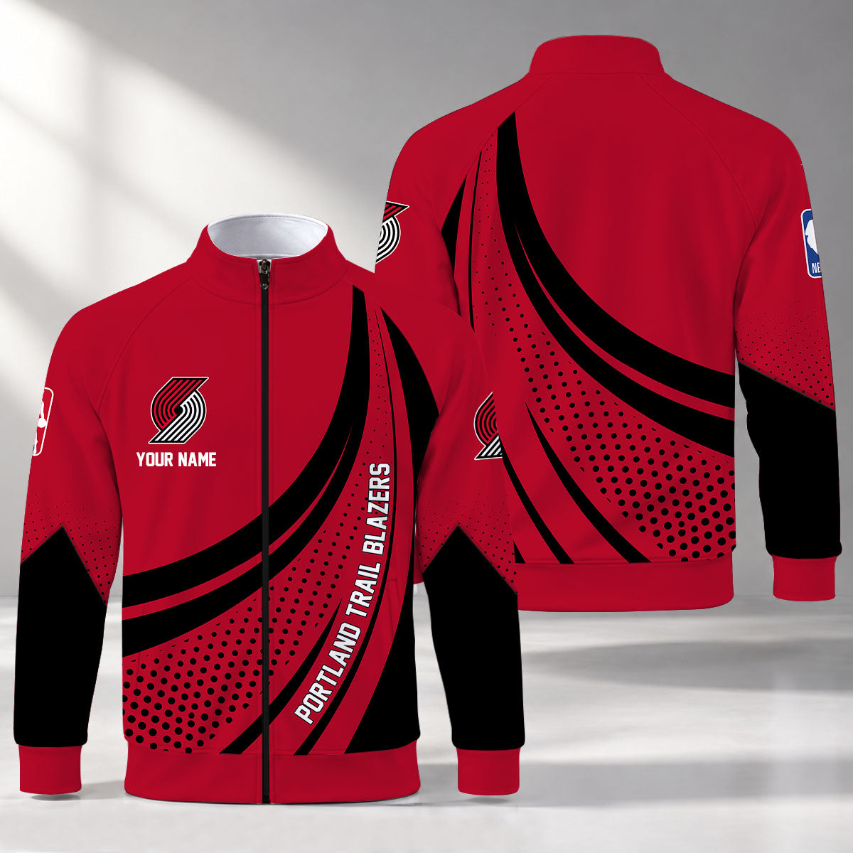 [HOT DEAL] NEW CUSTOMIZED NBA22 PTB PORTLAND TRAIL BLAZERS STAND COLLAR JACKET