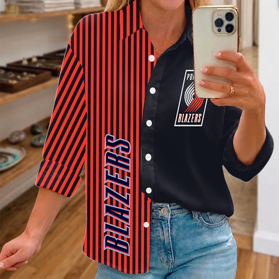 [HOT DEAL] NEW CUSTOMIZED NBA22 PTB PORTLAND TRAIL BLAZERS WOMEN CASUAL SHIRT FOR FAN
