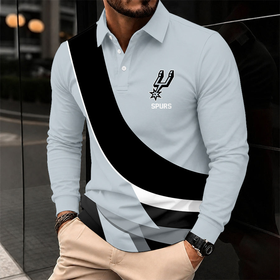 [HOT DEAL] NEW CUSTOMIZED NBA23 SAS SAN ANTONIO SPURS MEN LONG SLEEVE POLO