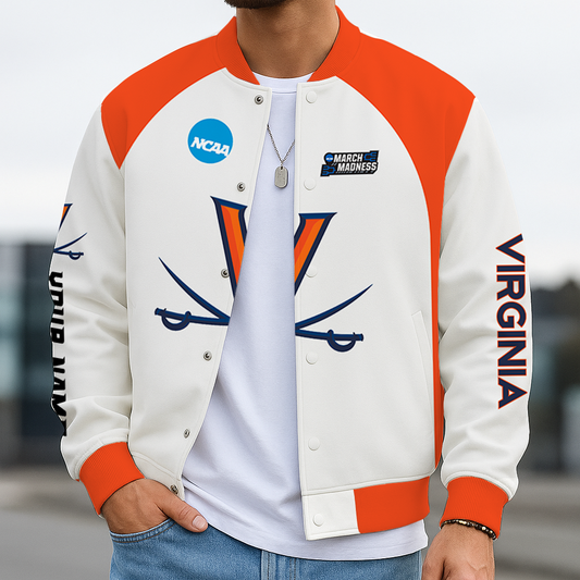 LIMITED DROP - NEW CUSTOMIZED | NCAA MAM23 VIC VI CAVALIERS BASEBALL JACKET, SATIN VARSITY JACKET