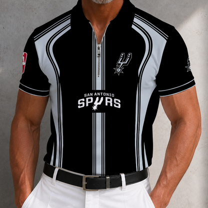 [HOT DEAL] NEW CUSTOMIZED NBA23 SAS SAN ANTONIO SPURS ZIP POLO SHIRT