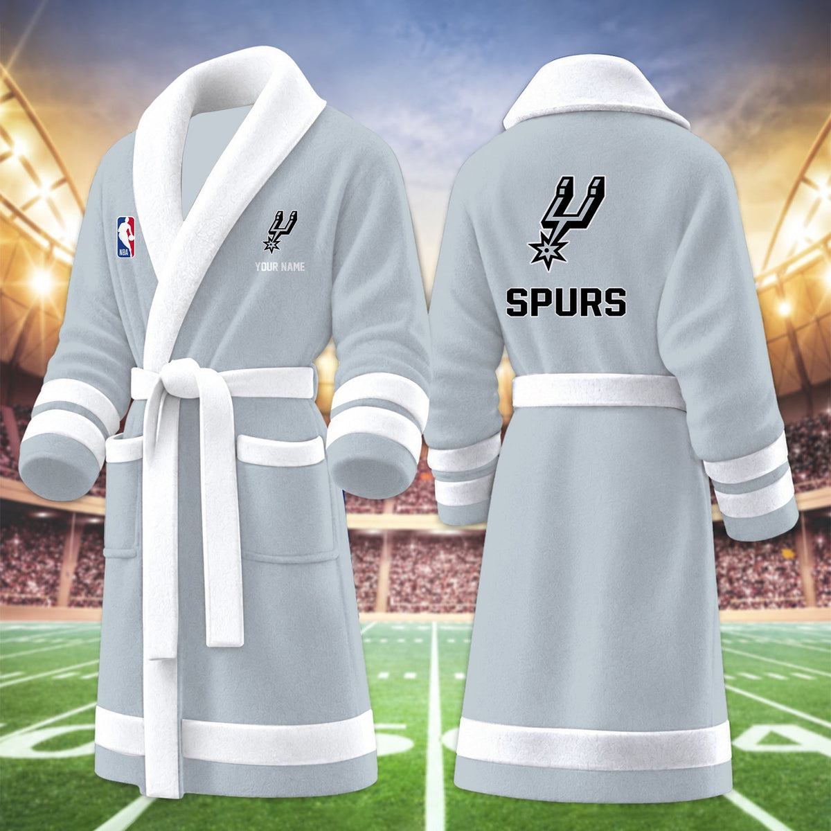 [HOT DEAL] NEW CUSTOMIZED NBA23 SAS SAN ANTONIO SPURS MULTICOLOR FLEECE BATHROBE