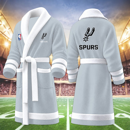 [HOT DEAL] NEW CUSTOMIZED NBA23 SAS SAN ANTONIO SPURS MULTICOLOR FLEECE BATHROBE