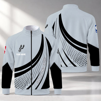 [HOT DEAL] NEW CUSTOMIZED NBA23 SAS SAN ANTONIO SPURS STAND COLLAR JACKET
