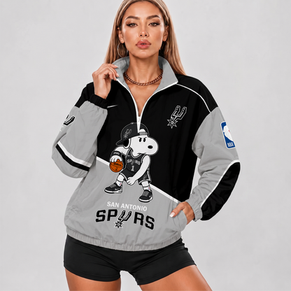 [HOT DEAL] NEW CUSTOMIZED NBA23 SAS SAN ANTONIO SPURS V-NECK ZIPPER SWEATSHIRT JACKET