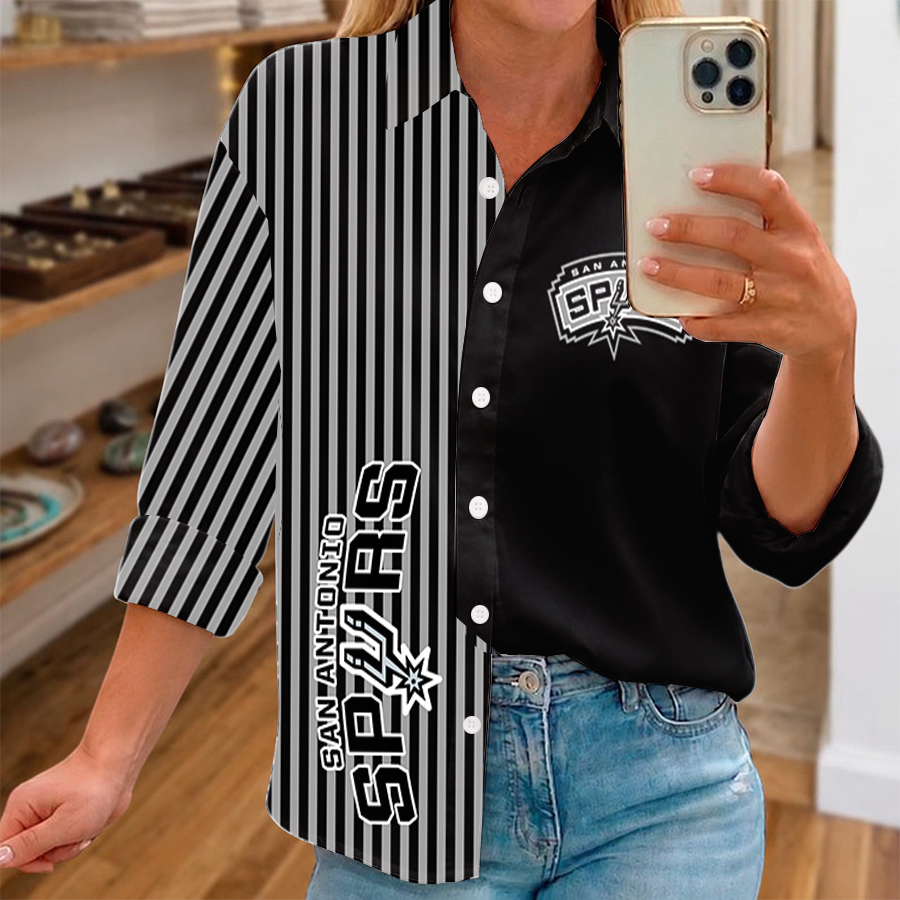 [HOT DEAL] NEW CUSTOMIZED NBA23 SAS SAN ANTONIO SPURS WOMEN CASUAL SHIRT FOR FAN