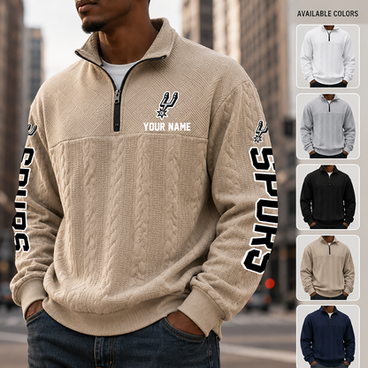 [HOT DEAL] NEW CUSTOMIZED NBA23 SAS SAN ANTONIO SPURS MULTICOLOR QUARTER-ZIP SWEATSHIRT