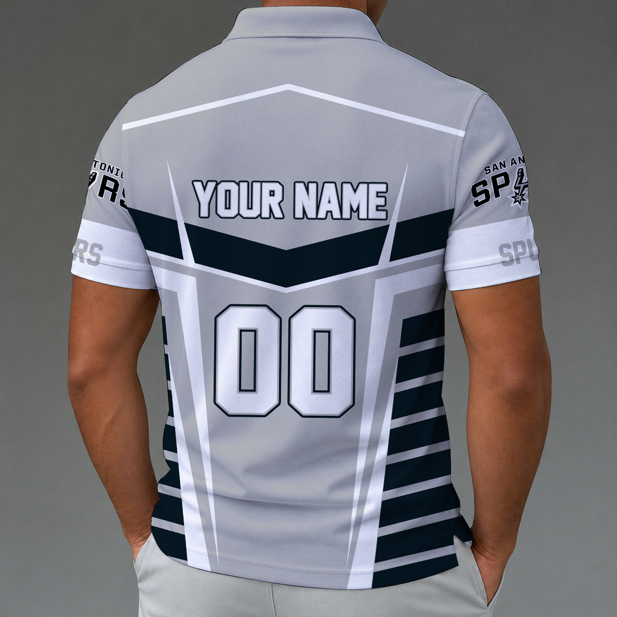 [HOT DEAL] NEW CUSTOMIZED NBA23 SAS SAN ANTONIO SPURS ZIP POLO SHIRT