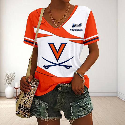 LIMITED DROP - NEW CUSTOMIZED | NCAA MAM23 VIC VI CAVALIERS V-NECK FEMALE SHIRT