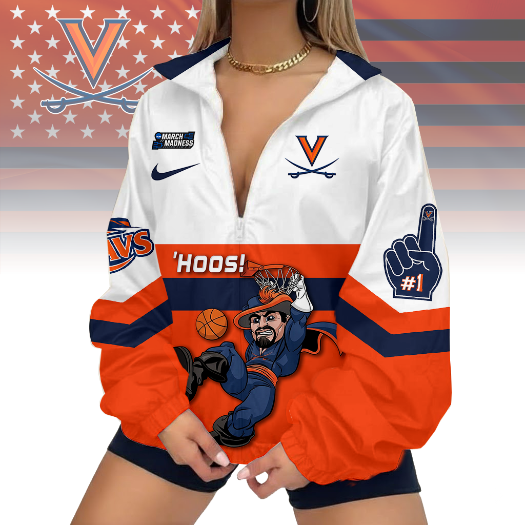 LIMITED EDITION - NEW CUSTOMIZED MAM NCAA23 VIC VI CAVALIERS V-NECK ZIPPER SWEATSHIRT JACKET