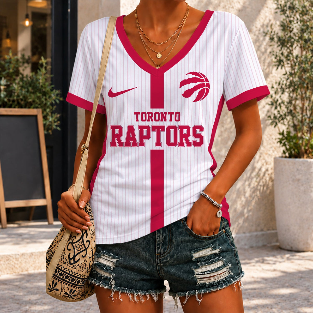 [HOT DEAL] NEW CUSTOMIZED NBA24 TRA TORONTO RAPTORS V-NECK FEMALE SHIRT