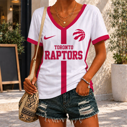[HOT DEAL] NEW CUSTOMIZED NBA24 TRA TORONTO RAPTORS V-NECK FEMALE SHIRT