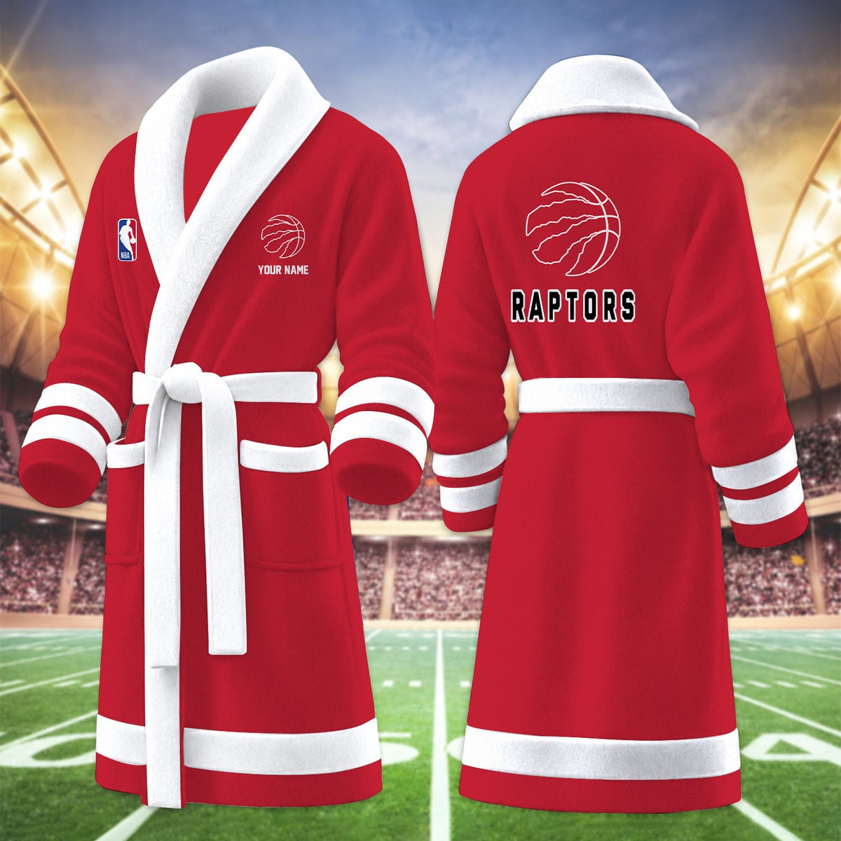 [HOT DEAL] NEW CUSTOMIZED NBA24 TRA TORONTO RAPTORS MULTICOLOR FLEECE BATHROBE