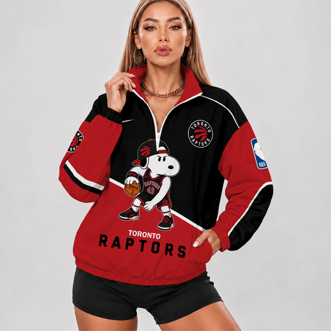 [HOT DEAL] NEW CUSTOMIZED NBA24 TRA TORONTO RAPTORS V-NECK ZIPPER SWEATSHIRT JACKET