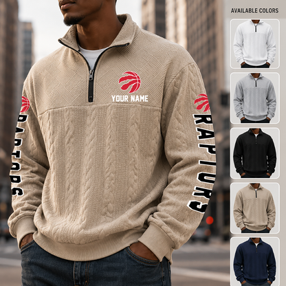[HOT DEAL] NEW CUSTOMIZED NBA24 TRA TORONTO RAPTORS MULTICOLOR QUARTER-ZIP SWEATSHIRT