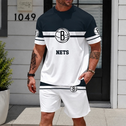 [HOT DEAL] NEW CUSTOMIZED NBA25 BNE BROOKLYN NETS UNISEX T-SHIRT & SHORTS SET