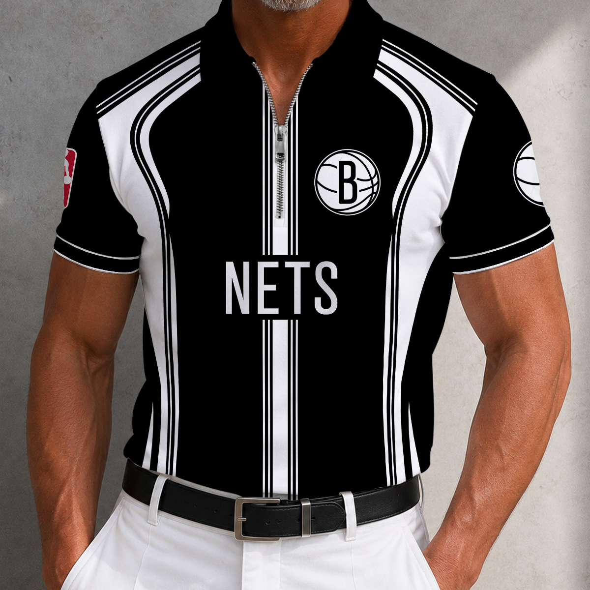 [HOT DEAL] NEW CUSTOMIZED NBA25 BNE BROOKLYN NETS ZIP POLO SHIRT
