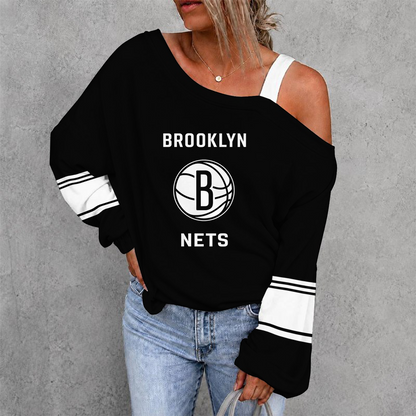 [HOT DEAL] NEW CUSTOMIZED NBA25 BNE BROOKLYN NETS DROP SHOULDER SWEATSHIRT
