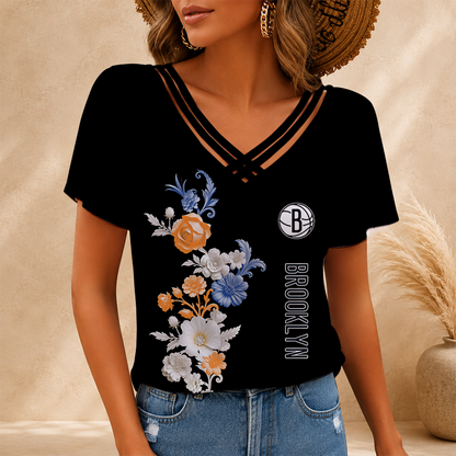 [HOT DEAL] NEW CUSTOMIZED NBA25 BNE BROOKLYN NETS V-NECK SHIRT