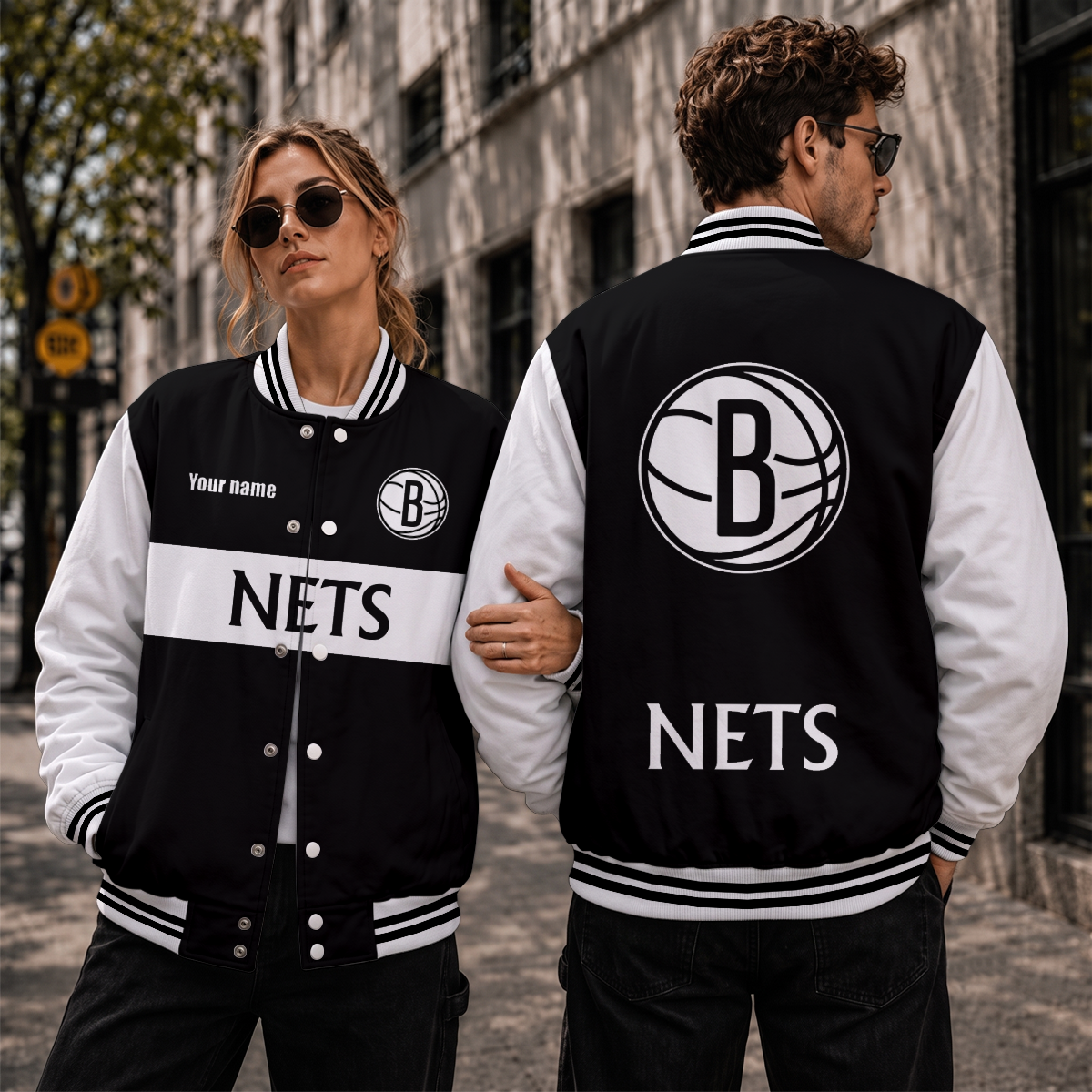 [HOT DEAL] NEW CUSTOMIZED NBA25 BNE BROOKLYN NETS BASEBALL JACKET, SATIN VARSITY JACKET