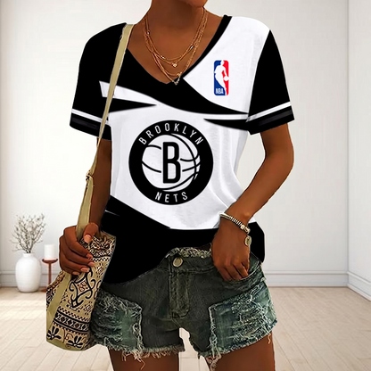 [HOT DEAL] NEW CUSTOMIZED NBA25 BNE BROOKLYN NETS V-NECK FEMALE SHIRT