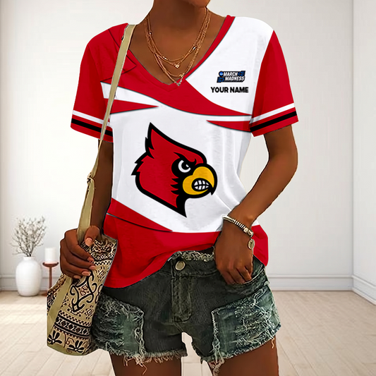 LIMITED DROP - NEW CUSTOMIZED | NCAA MAM25 ULC UL CARDINALS V-NECK FEMALE SHIRT