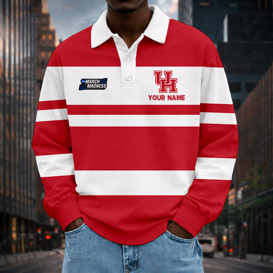 MEGA SALE - NEW CUSTOMIZED MAM NCAA26 HOC HO COUGARS UNISEX LONG SLEEVE POLO
