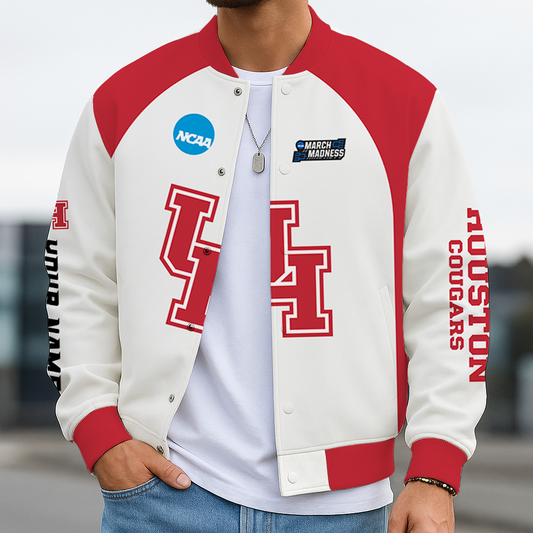 LIMITED DROP - NEW CUSTOMIZED | NCAA MAM26 HOC HO COUGARS BASEBALL JACKET, SATIN VARSITY JACKET