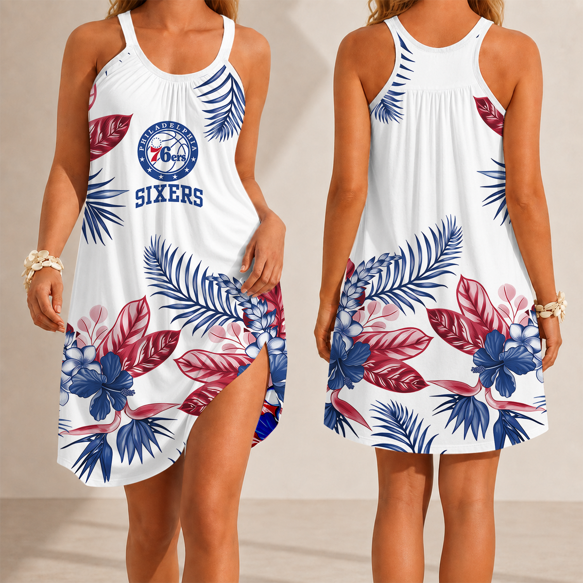 [HOT DEAL] NEW CUSTOMIZED NBA26 P76 PHILADELPHIA 76ERS CAMISOLE DRESS
