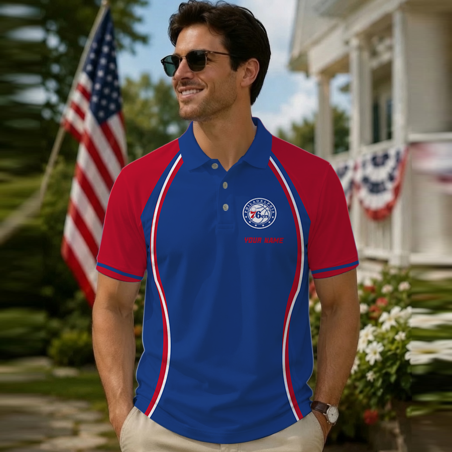 [HOT DEAL] NEW CUSTOMIZED NBA26 P76 PHILADELPHIA 76ERS POLO SHIRT