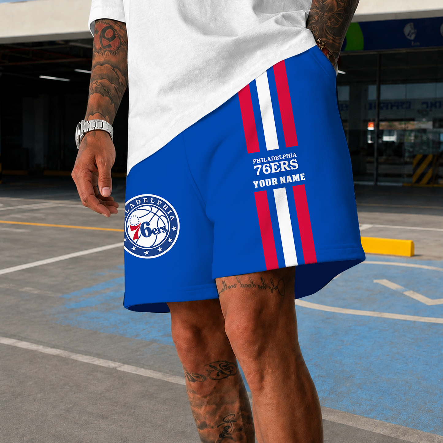 [HOT DEAL] NEW CUSTOMIZED NBA26 P76 PHILADELPHIA 76ERS SHORT PANTS